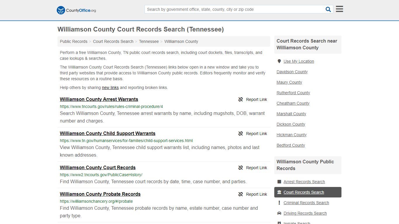 Court Records Search - Williamson County, TN (Adoptions, Criminal ...