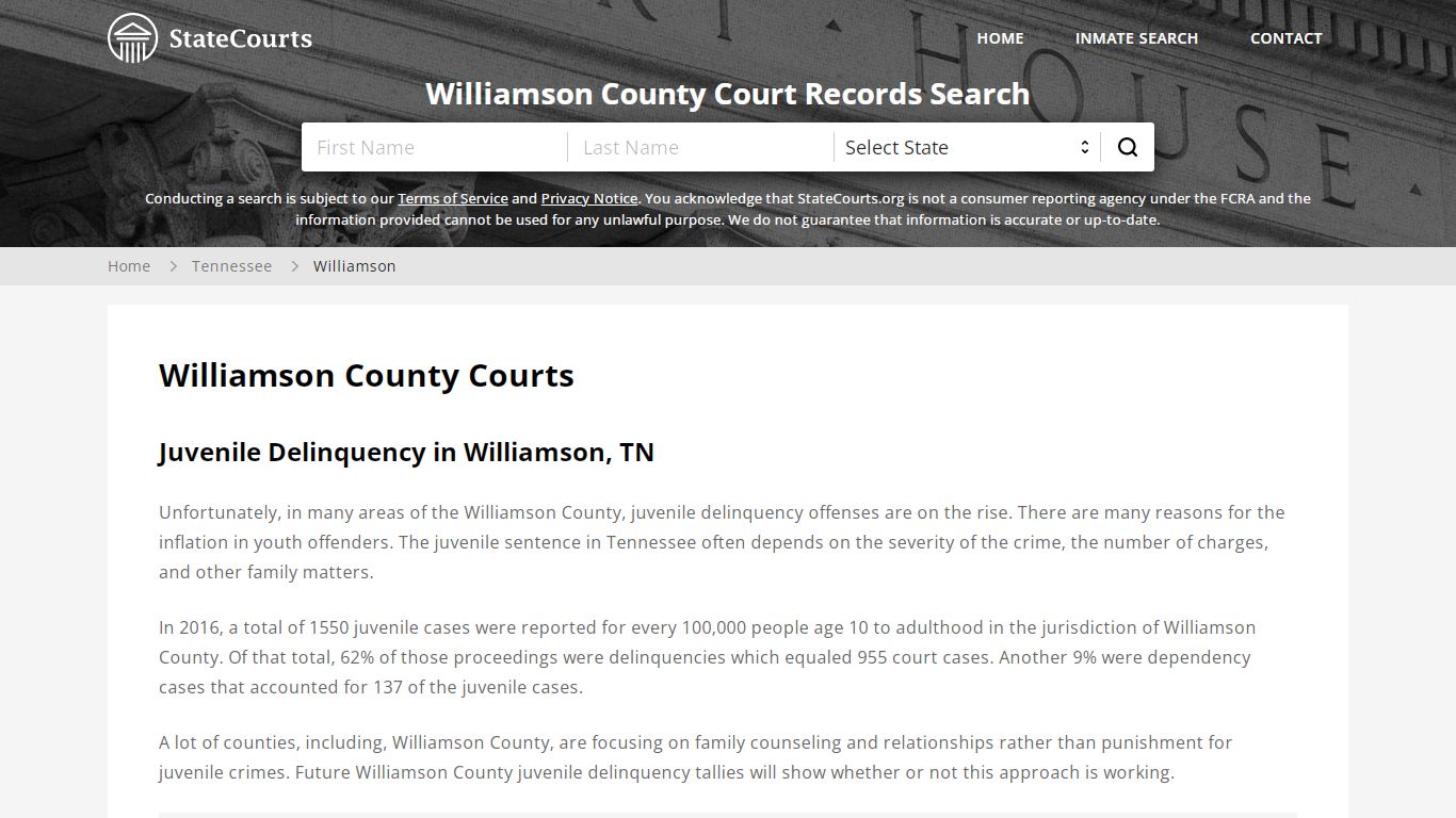 Williamson County, TN Courts - Records & Cases - StateCourts